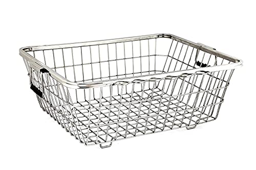 Image of Dish Drainer Steel (56x43x23) Stainless Steel Dish Drainer Basket Utensil Drying Stand for Kitchen /Plate Rack /Bartan Basket /Sink Counter Top Dish Drainer Rack
