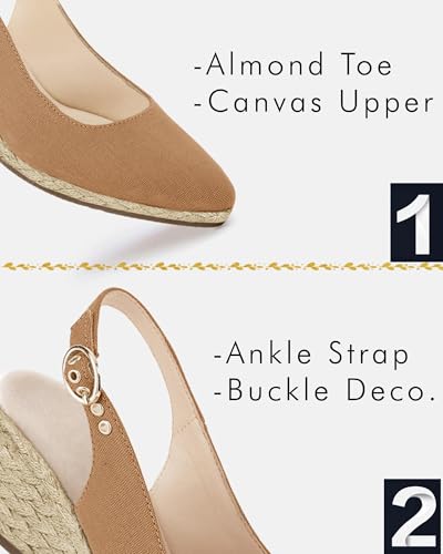 Image of Juliet Holy Womens Wedge Sandals Espadrilles Closed Toe Slingback Buckle Strap Comfortable Casual Summer Wedges Shoes