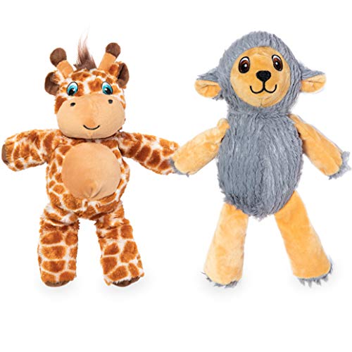 Image of Best Pet Supplies Dog Chew Toys for Small and Medium Dogs, Tough Interactive Squeaky Plush Stuffed Animal Toys - Giraffe & Sheep, Large, PT524-528