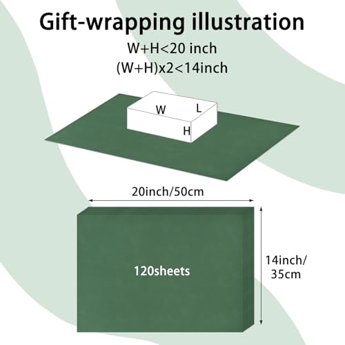 Image of 120 Sheets 20 inchX14 inch Forest Green Tissue Paper for Gift Bags Wrapping, Art Tissue Paper Bulk for Holiday Birthday Party Crafts Decoration (Forest Green)