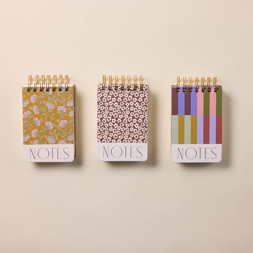 Image of DesignWorks Ink Twin Wire Chunky Notepad - 5.75 inch x 8.5 inch Large To Do List Notepad & Daily Planner with Perpetual Headers - Top Spiral Binding & Hardcover, 192 Lined Sheets - Purple Vintage Floral