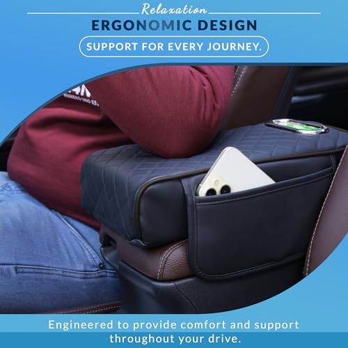 Image of Neodrift ArmEasePro' Armrest - Orthopedic Memory Foam Cushion for Car, Provides Elbow, Wrist, & Arm Support, Universal Fit, Premium Mesh Fabric Or Single-Sided Fastener (Coffee)