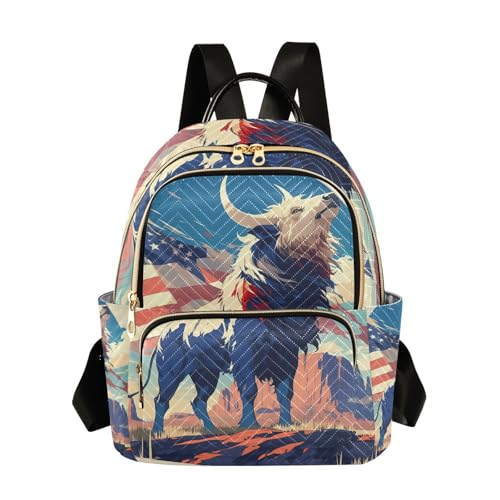 WDdZzyy Markhor - Mochila convertible para el DÃa de la Independencia del 4 de julio, 14 pulgadas, mochila de trabajo de moda para mujeres, adolescentes y niñas, Dibujos animados Markhor 4 de julio