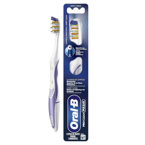 Oral-B Pro-Clean Pulsar Cepillo de Dientes a Pilas, Medio | Cepillo Dental con Filamentos Medios Vibratorios Y Almohadillas Pulidoras, Eliminación De Placa Bacteriana