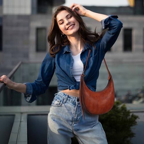 Iswee Leather Crossbody Bags for Women Hobo Bag Lightweight Designer Shoulder Handbags Stylish Crescent Purse2