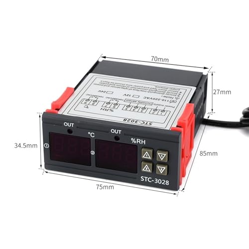 Termostato digital LED STC-3028 CA 110-220V dual con sensor NTC para control de temperatura 4