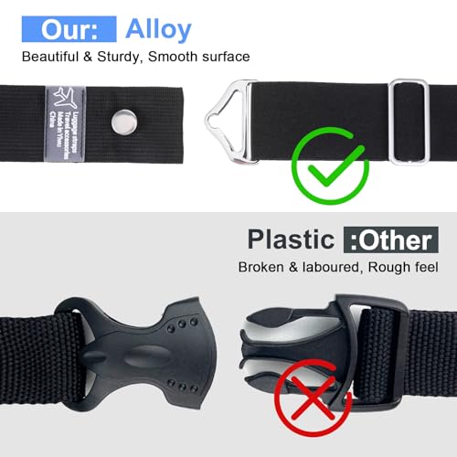 Image of 2-in-1 Travel Belt for Luggage, Add a Bag Luggage Straps Suitcase Travel Belt Over Handle for Carry On Bag, Adjustable Elastic Luggage Belt Bag Bungee Travel Accessories, Black, 30 to 52 inch