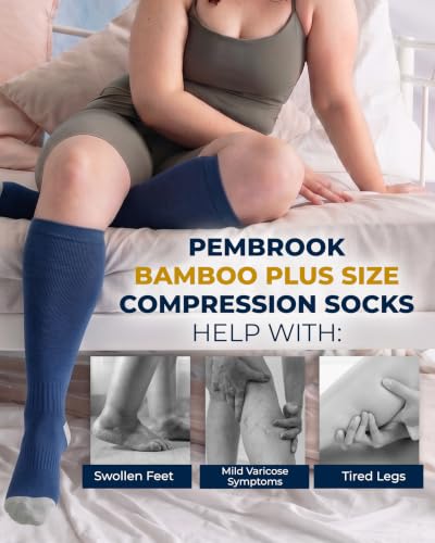 Image of Pembrook 3 Pairs Plus Size Compression Socks Wide Calf - Bamboo Viscose Compression Socks for Women Wide Calf
