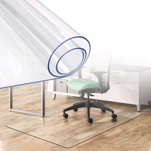 冷蔵庫 フロアマット 厚み1.5mm チェアマット 透明 PVC 床保護シート すべり止め 防水性 汚れ防止 大型デスク足元マット 無毒エコ素材 フローリングマット 椅子 デスク下マット クリアマット キッチンマット 自由にカット可能 騒音対策 さっと拭け