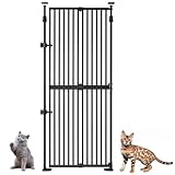 unipaws Katzenschutzgitter 190 cm extra hoch, automatisch schließend, ohne Bohren, Türschutzgitter für Katzen & Hunde, 53–86 cm Breite (Schwarz)