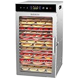 SUCISENI Food Dehydrator Machine 1000W 18 Trays Stainless Steel Commercial Food Dehydrated Dryer with 24H Timer Touch-Control LED Display, Compact Size for Home Jerky Herbs Meat Beef Fruit Vegetables