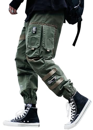 MOKEWEN Men's Pockets Tapered Leg Tech Cargo Pants2