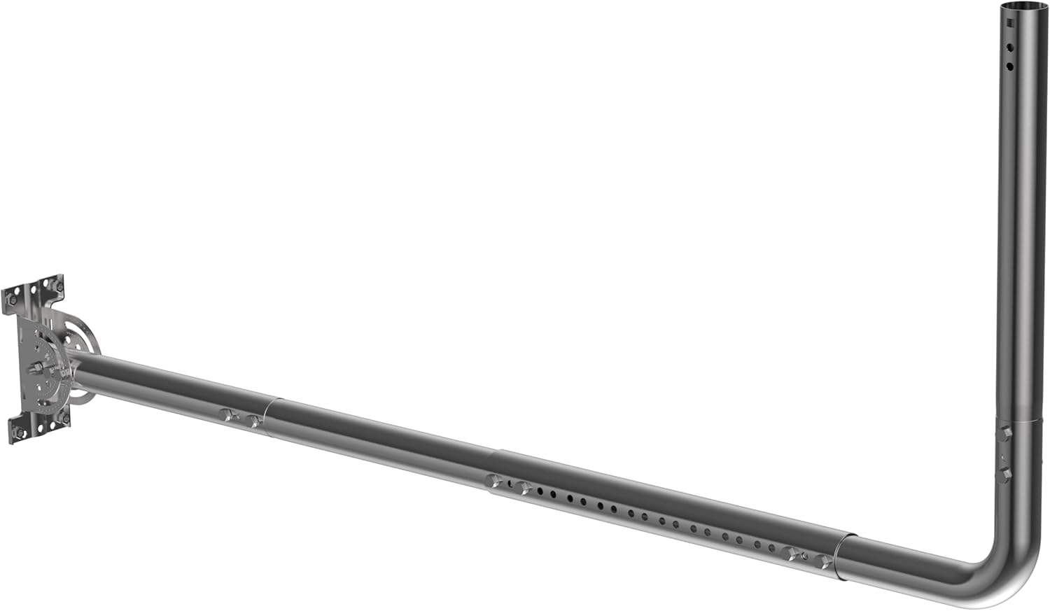 Staffa per antenna con lunghezza e altezza regolabili, adatta per grondaie lunghe e pareti, dotata di gomito a 90°, ideale per antenne TV da esterno, antenna Starlink, ripetitori WiFi e altro