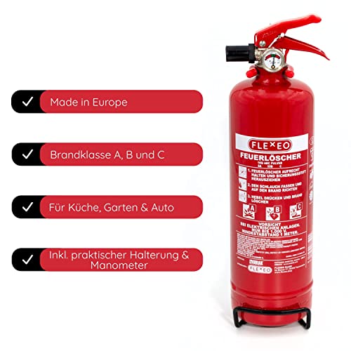 Feuerlöscher ABC Pulver 1kg - klein für Zuhause Auto Wohnwagen LKW - Pulverlöscher inkl. Halterung - Autofeuerlöscher mit Manometer - Fire Extinguisher - Image 5