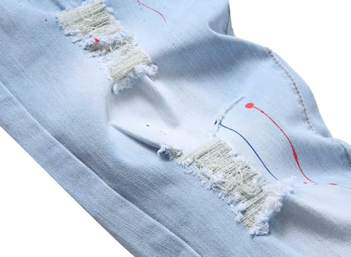 Men's Ripped Straight Leg Jeans, Black, Slim Fit, Regular Length, Distressed Design4