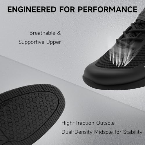 Image of MANUEKLEAR Weight Lifting Shoes Men, Professional Training Weightlifting Shoes, Squat Shoes for Powerlifting with Rubber Non-Slip Sole