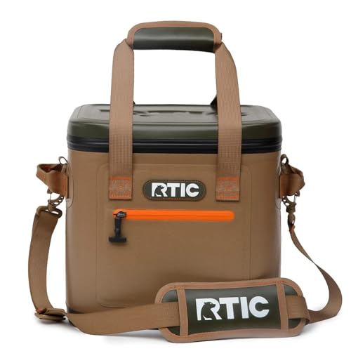 RTIC-Soft-Cooler-12-Can-Insulated-Bag-Portable-Ice-Chest-Box-for-Lunch-Beach-Drink-Beverage-Travel-Camping-Picnic-Car-Trips-Floating-Cooler-Leak-Proof-with-Zipper-Tan
