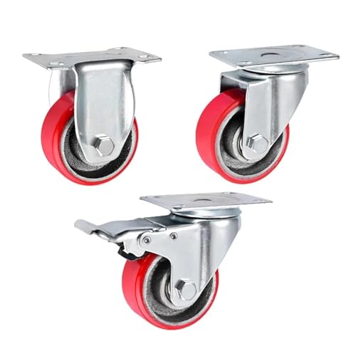 Roue pivotante en PU 3 pouces roulette noyau de fer pour chariot - 4