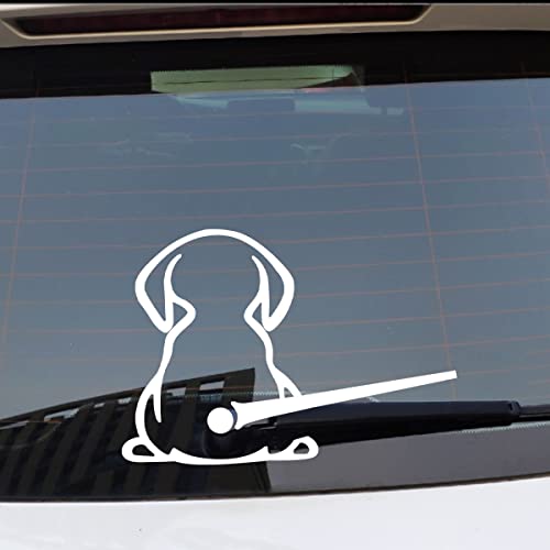 Moioee 2Pcs Car Dog Rear Wipers Windshield Window Decals, Funny Cartoon Puppy Dog Moving Tail Stickers, Auto Docoration Waterproof Cute Animal Dog Waving Tail Wiper Sticker For Suv Truck Van (White) #TOP4