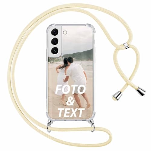 Xylota Funda Personalizada con Cuerda para Samsung Galaxy S10 4G, Personalizable Case con Foto Imagen o Texto, Personalizado Carcasa con Ajustable Cordon Custom Cover para Samsung S10 4G 6,1'', blanco