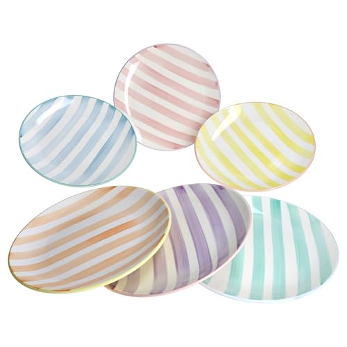 MamboCat Beach Pastello Stripes 6er Set Speiseteller I Ø 26,6cm I...