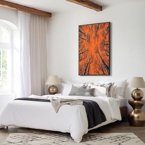 Cuadros de salon modernos en color ambar naranja de 70x100cm para dar calidez al dormitorio 4