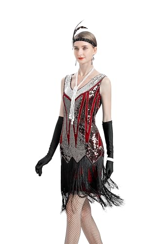 Image of Peacock-inspired 1920s Gatsby Beaded Flapper Sling Dress Womens Vintage Cocktail Dress W /Complete Accessories Set