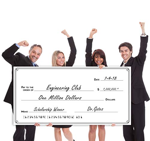 Giant Fake Award Presentation Check - 30" x 60" - Large Novelty Endowment Check for Endowment, Donations, Fundraiser - Big Blank Oversized Raffle Sweepstakes Reward Winners Check (Line Borders)