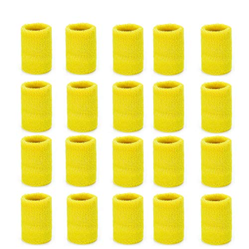 ZOEON 20 Piezas Muñequeras Deportivas Pulseras para Tenis Fútbol Baloncesto, Múltiples Colores Disponibles (Amarillo)