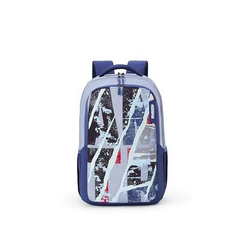 Image of American Tourister Stan | 35 Ltrs | 3 Compartments | Bottle Pocket | Ergonomic Padded Back Panel & Shoulder Straps | Secondary School Backpack | 1 Year International Warranty | Light Grey