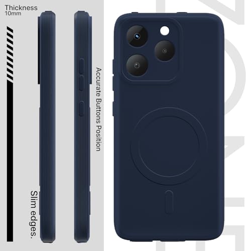 Image of Outlouders Back Cover for Realme 15T 5G / Realme Narzo 90 5G Soft Matte Silicone Cover with Slim Fit | Mag-Safe Logo (Not Mag-Safe Compatible) | Shockproof | Camera Protection Bumper Case (Blue)