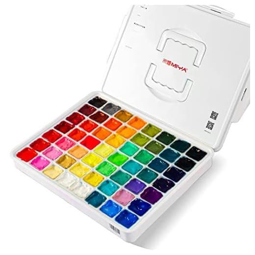 HIMI juego de pintura gouache, 56 colores x 30 ml/1 oz con estuche de transporte portátil, copa de gelatina, no tóxico, para lienzo