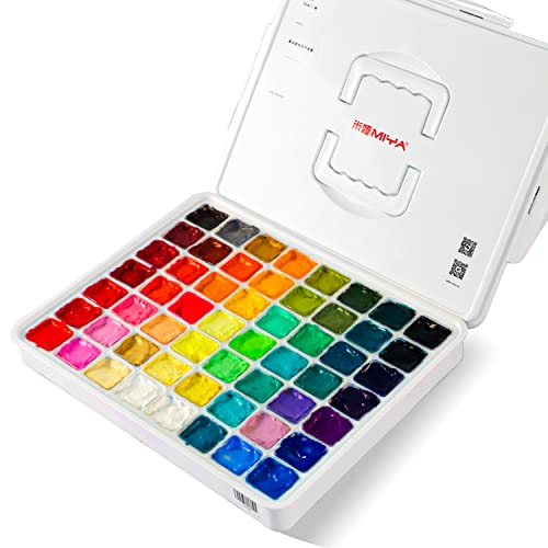 ABEIER HIMI Gouache Farben Set, 56 Farben x 30 ml mit tragbarer Tragetasche