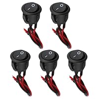 5 Stück Wippschalter,Runde Schalter 12v mit Draht,Kippschalter 12v,Mini Rund 2 Polig Ein/Aus Spst Switch Kippschalter,Mikroschalter für Lichtschalter Wohnmobil Auto/Motorrad/Haushaltsgeräte (D)