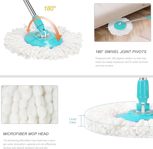 Image of Smart Premium 360 Spin Mop Stick Rod with Stainless Steel Handle | Adjustable Mop Handle for Floor Cleaning | Heavy Duty, Rust-Proof Refill Rod (2 Refill)