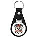 Lacrosse Sport Emblem Keychain Black Premium Leather Key Chain with Key Ring