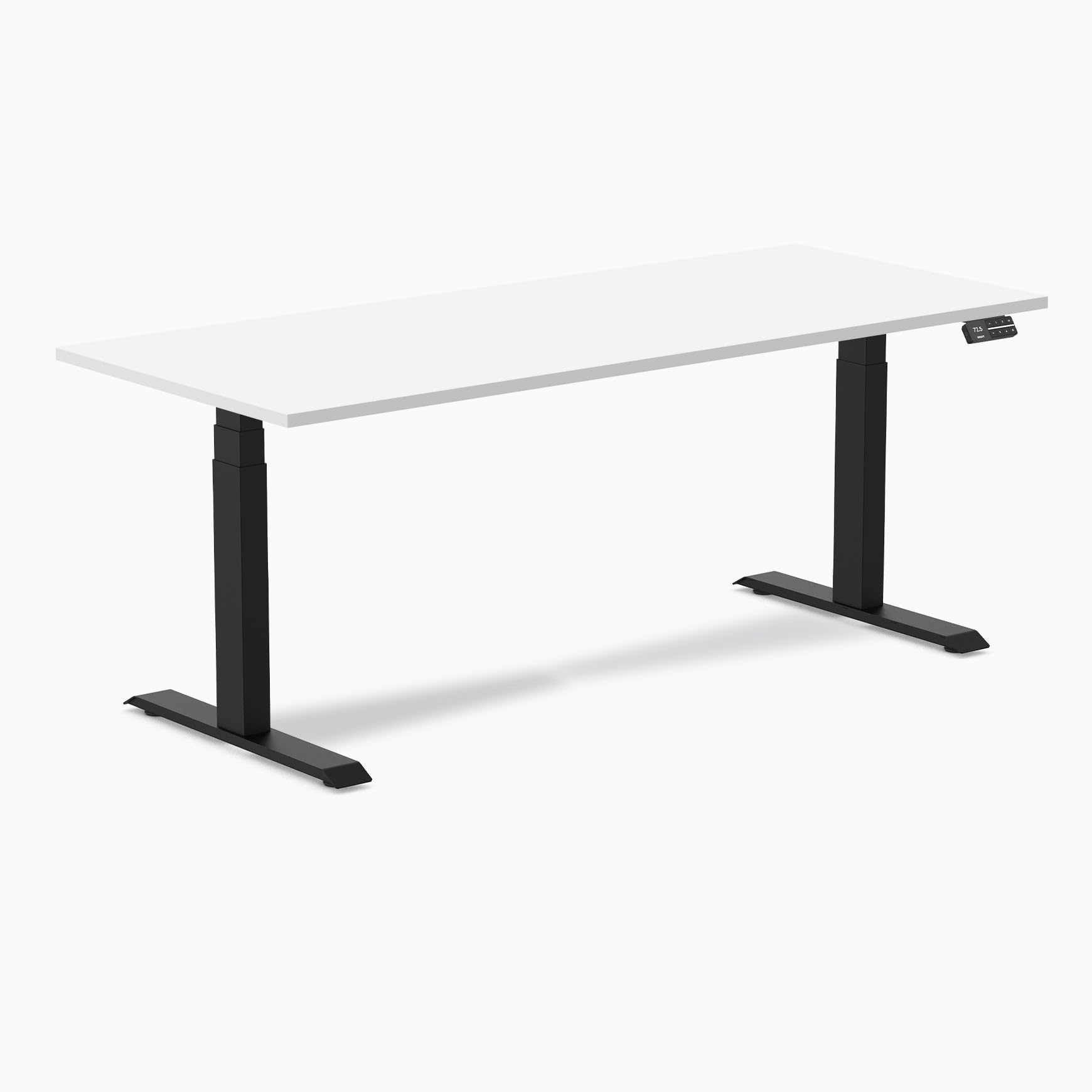 Desky Dual Laminate Sit Stand Desk White 70.9" Matte Black