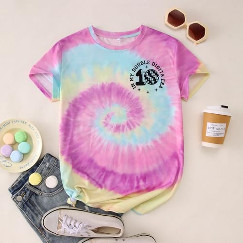 Image of IZYJOY in My Double Digits Era Shirts Girls 10th Birthday T-Shirts 10 Years Old Birthday Party Short Sleeve Summer Tee Tops