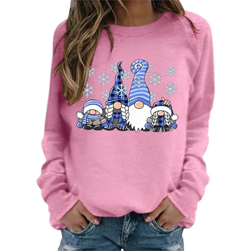 Sweatshirt femme Noël col rond pull ample et chaud pour éviter le froid