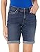 Amazon Essentials Women's Mid-Rise Slim fit Denim Bermuda Shorts with Pockets, Dark Denim, Size 4