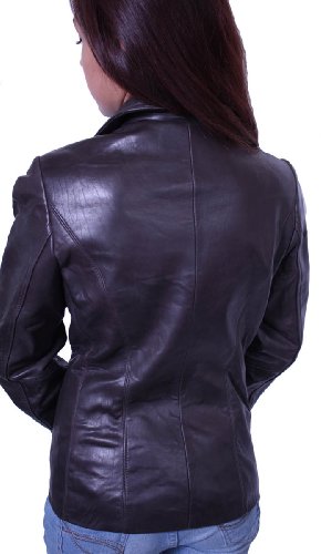 Dona Michi Women's Basic Jacket Genuine Lamb Leather Brown3