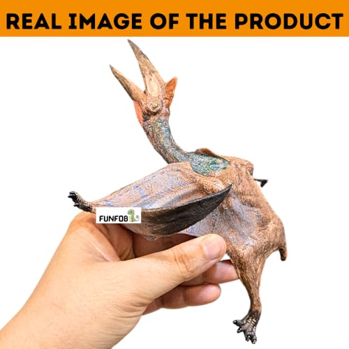 Image of FUNFOB Dinosaur Toy Figure Width -20cm Quetzalcoatlus Toy for Kids & Adults PVC Multicolour | Wings with Long Beak Dino