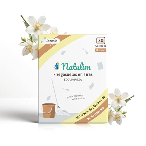 Natulim - Fregasuelos en Tiras Ecológico (30 usos) | Fregasuelos Eco, Limpiapisos, Limpiador de Suelos Eco, Made in Spain - Limpia sin Ensuciar el Planeta (Fragancia Jazmín)