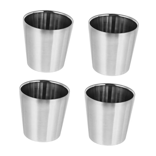 Frcolor 4個 ステンレス製スタッカブル水マグ 多用途ミルク ドリンクカップ 家 カフェ パーティー用実用的飲料容器