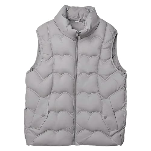 Gilet acolchado de moda para mujer chaleco de invierno gris XXXL ropa exterior con cuello alto