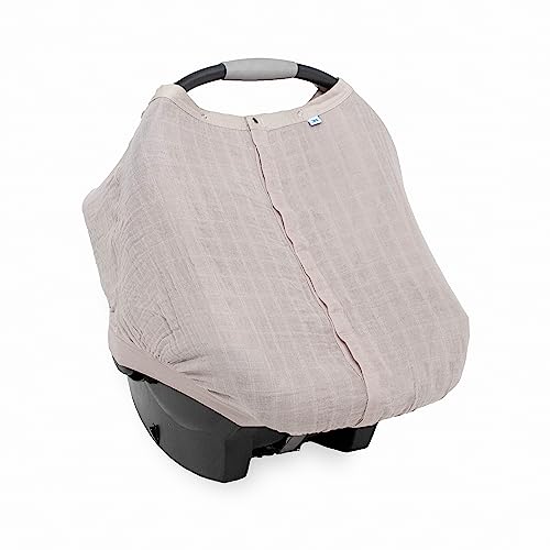 Image of Little Unicorn 100% Cotton Muslin Car Seat Canopy | Super Soft Lightweight Cover with Window | Breathable | Magnetic Closure | Baby and Infant | Machine Washable | Shower Gift (Porpoise)