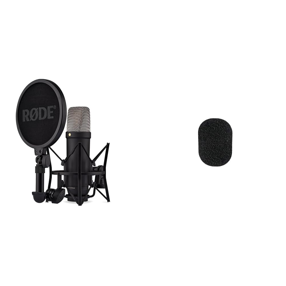 Røde Nt1 Mikrofon, Czarny, 45 dB & Røde Ws2 Filtr Przeciwwietrzny, Czarny, 11 cm