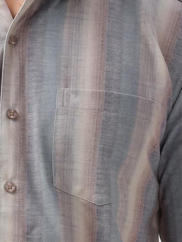 Image of BULLMER Trendy Regular Fit Striped Causal Full Sleeve Shirt for Men.