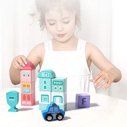 XIAPIA Wooden Building Blocks Toys Gifts for 3+ Year Old Boy and Girl Gifts, City Construction Stacker Stacking Preschool Learning Educational Toys for Toddler - Thumbnail 5