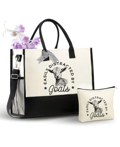 Goat Canvas Tote Bag with Zipper